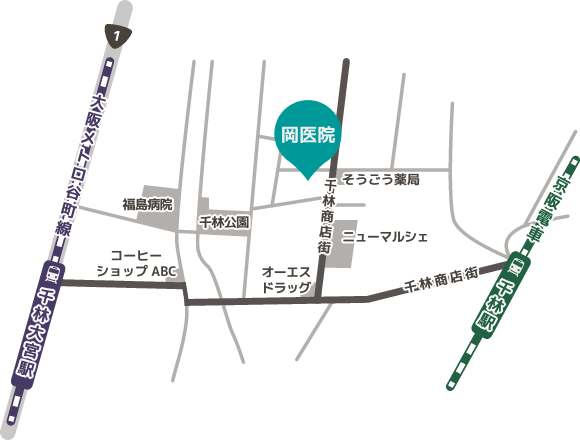 岡医院のアクセス地図